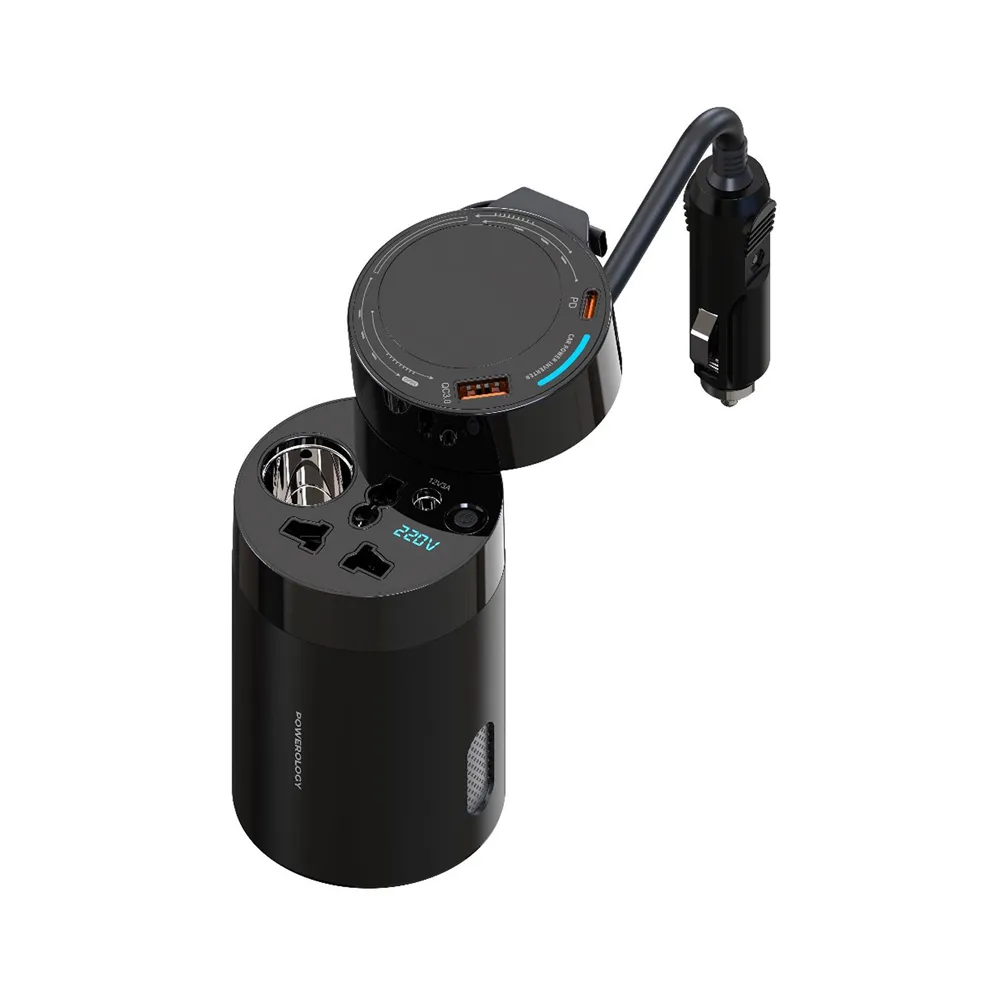 Powerology 200W Car Power Inverter With Universal AC Socket and Type C ...